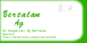 bertalan ag business card