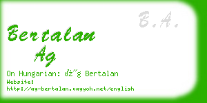 bertalan ag business card